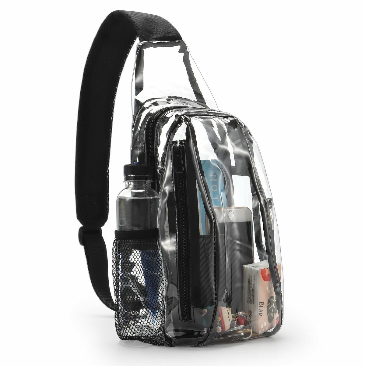 Clear PVC Sling Bag Transparent Stadium Shoulder Crossbody Backpack Adjustable