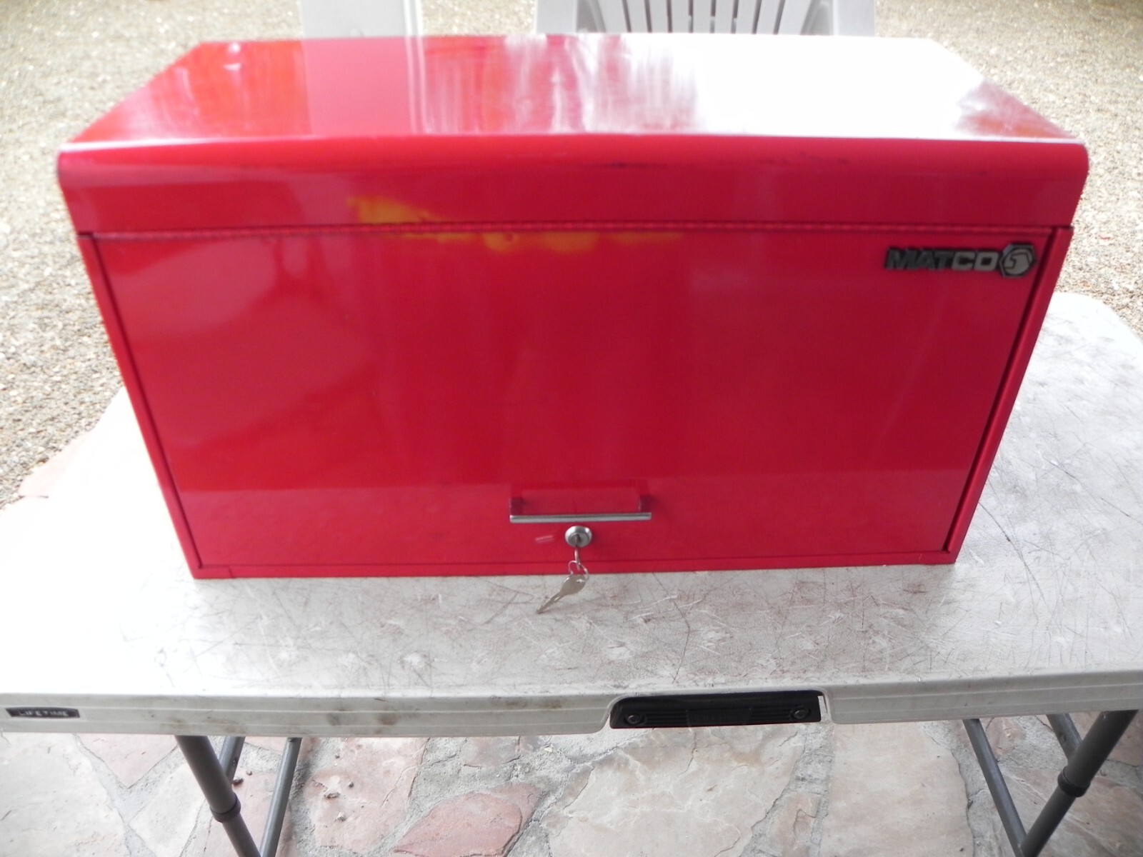 Matco Tools 4 Drawer Heavy Duty Flip Top Chest Fire Red 2 Keys (Super Rare)