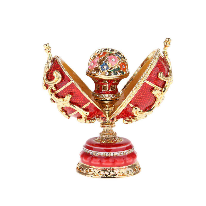 Exquisite Easter Egg Jewelry Box Craft Ornament Red Jewelry Box