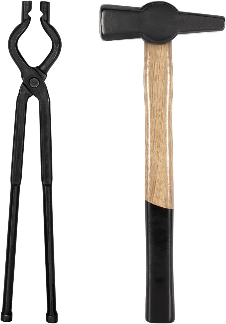17” V-Bit Bolt Tongs 1.5KG 3.3LB Blacksmith Hammer Kit Tongs and Hammer Tool Set