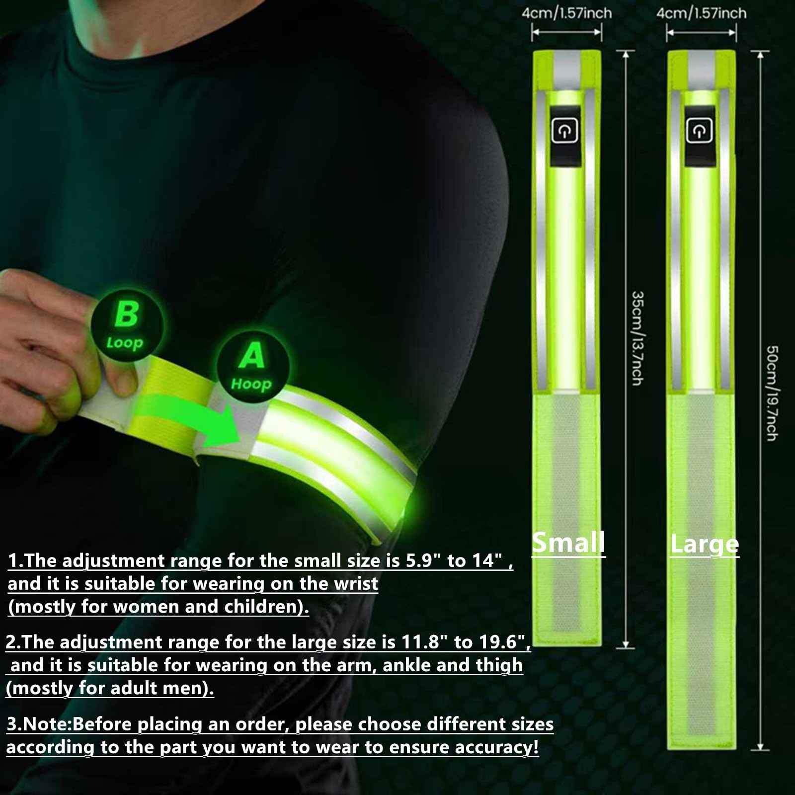 2 Pack Rechargeable LED Armbands for Running, High Visibility Reflective Runn...