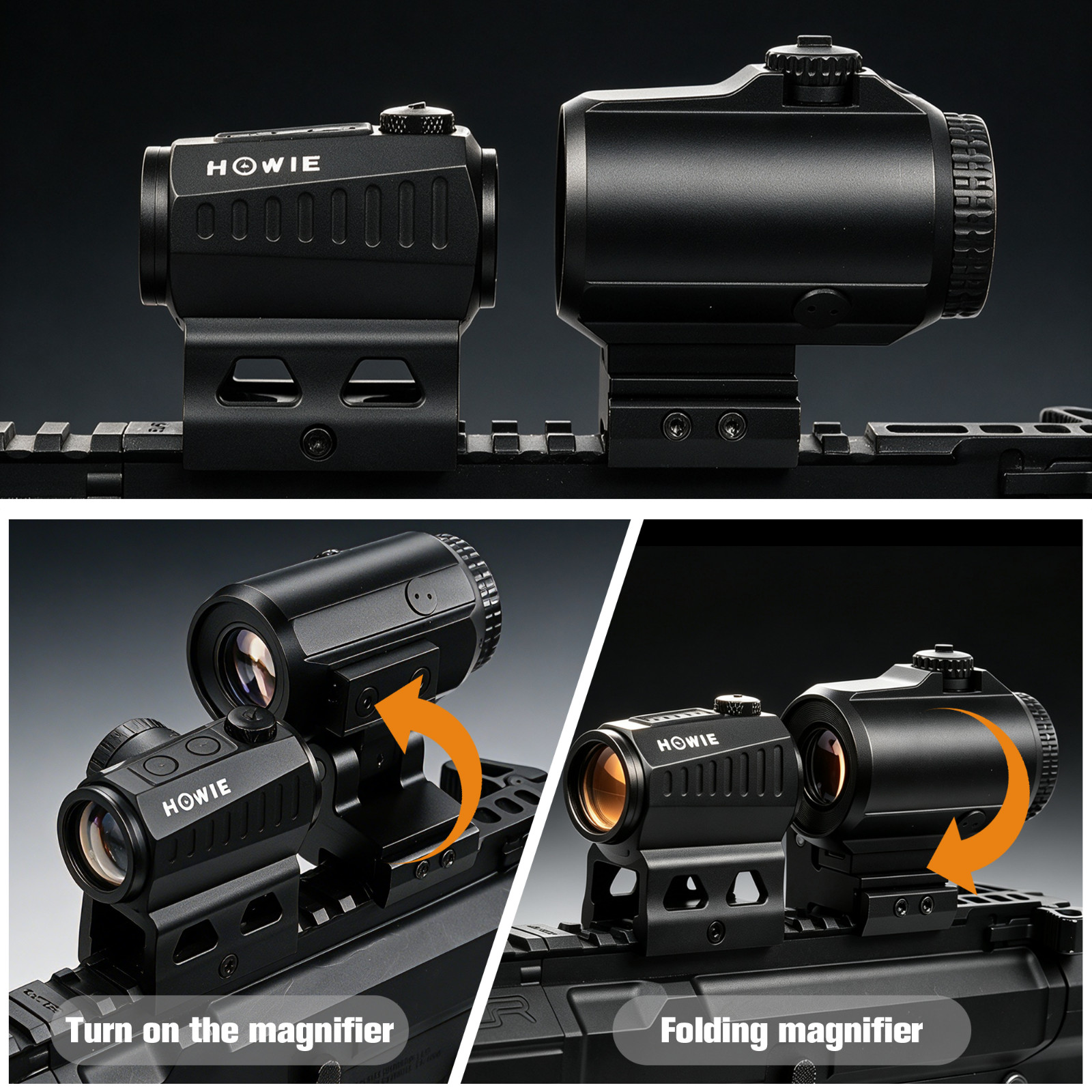 KiTOP 2 MOA Red Green Dot Sight & 3X Magnifier Combo Quick Release Flip Mount