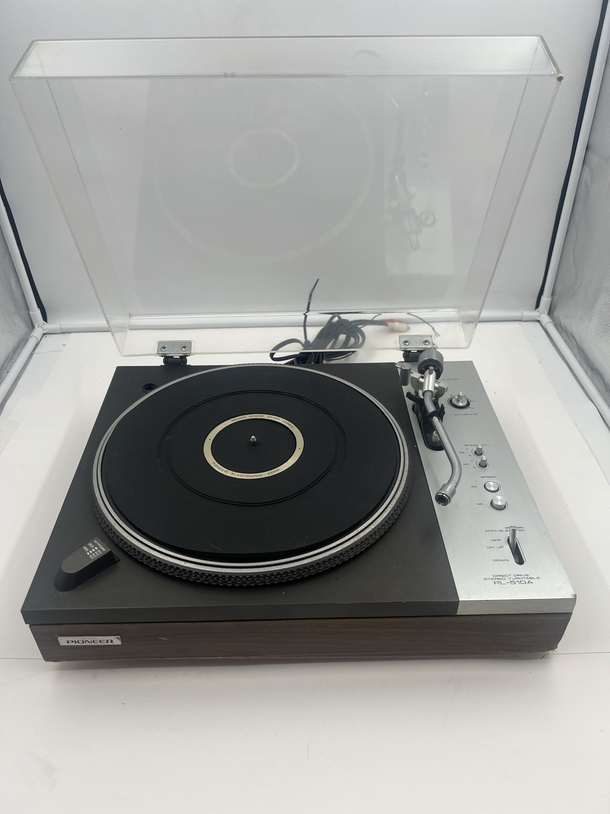 Vintage Pioneer PL 510A Stereo Turntable Direct Drive - Wood Veneer READ