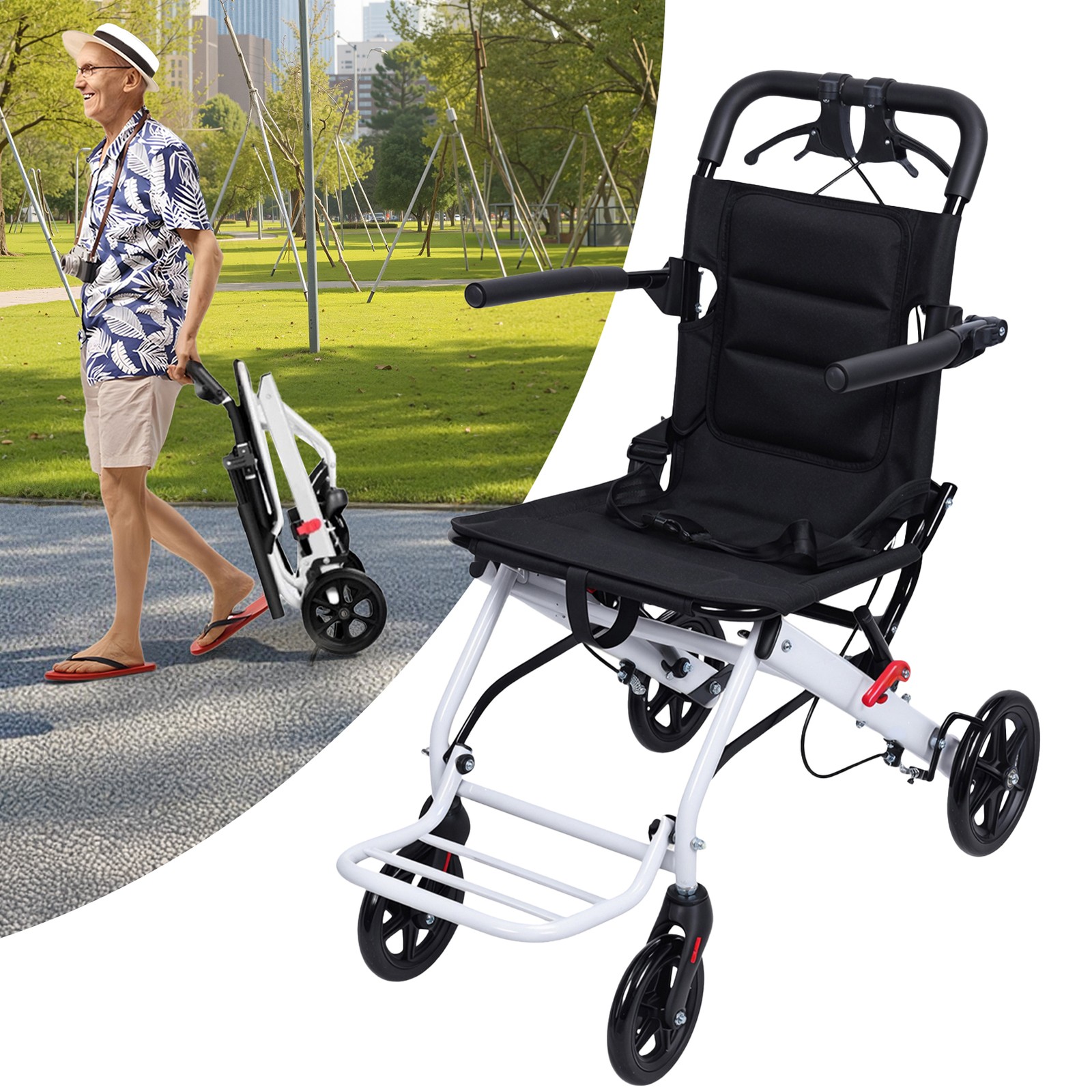 Mobility Scooter Portable Travelling Chair Adults Folding Transport Wheelchair