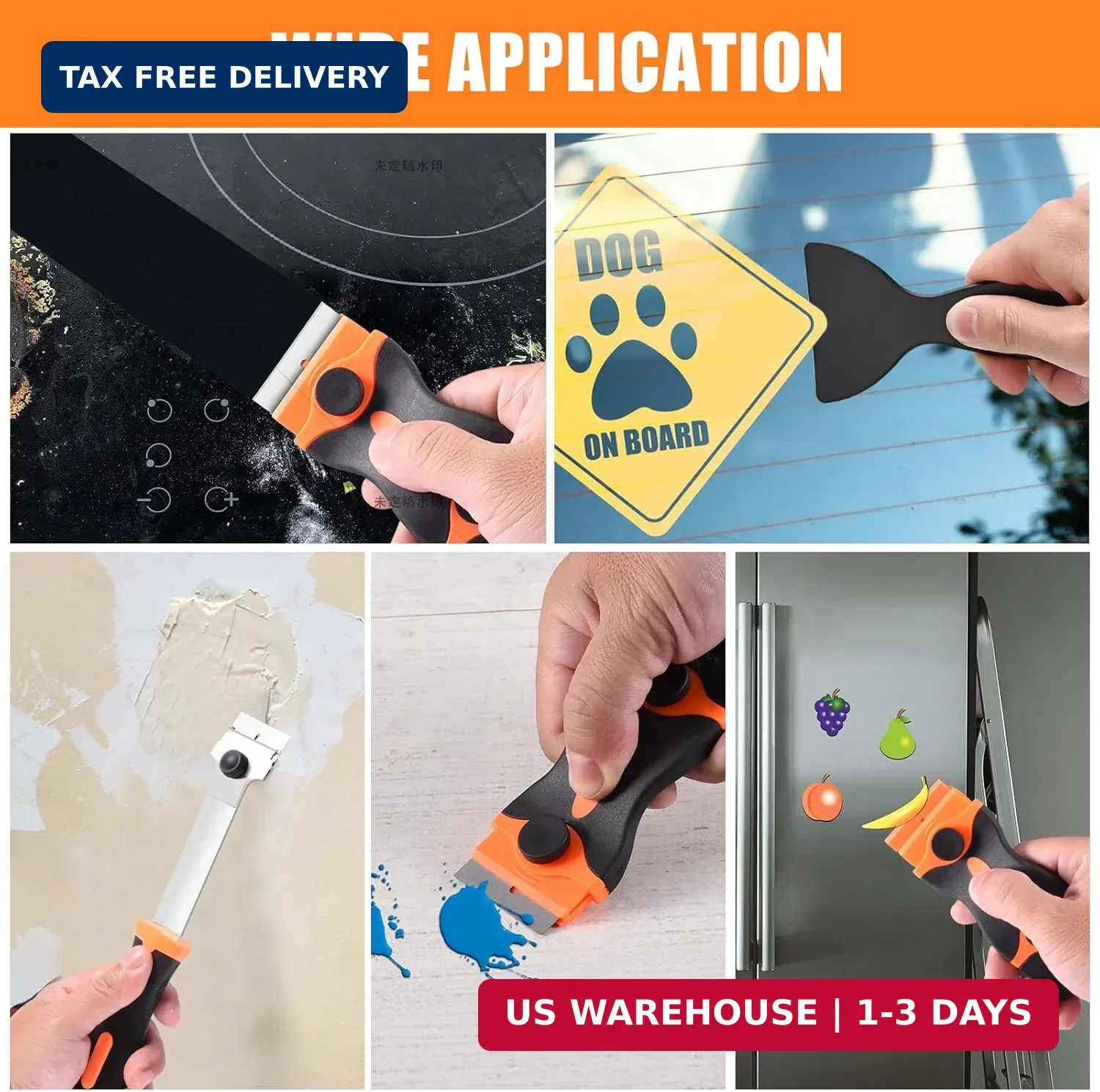 4 Pack Razor Blade Scraper, Premium Cleaning Scraper Tool with 50 PCS Metal FAST