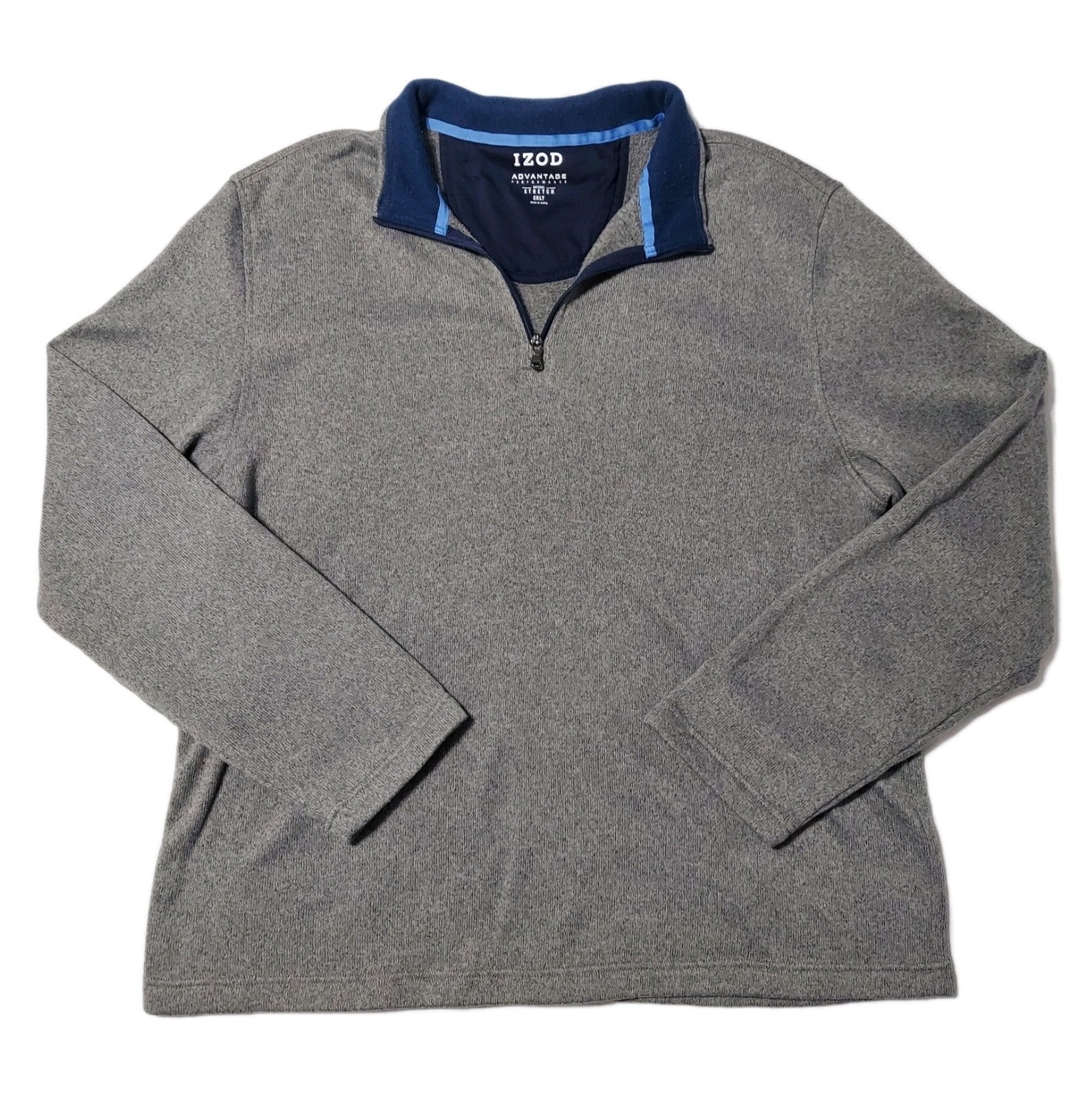 IZOD Advantage Performance 1/4 Zip Pullover Gray Mens 2XLT Stretch