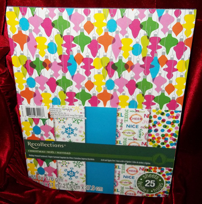 Recollections Printed Holiday Paper  4 Designs 1 Solid-25 SHEETS NEW