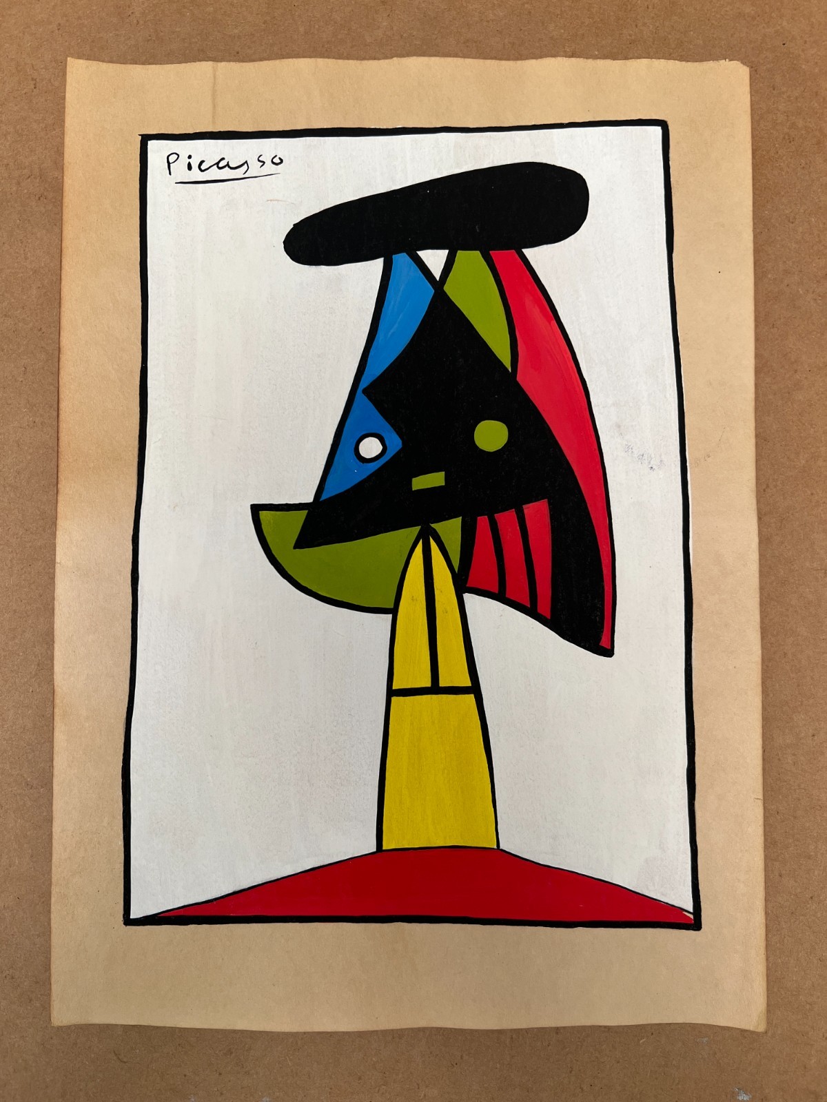 Pablo Picasso Drawing on paper (Handmade) signed and stamped mixed media.