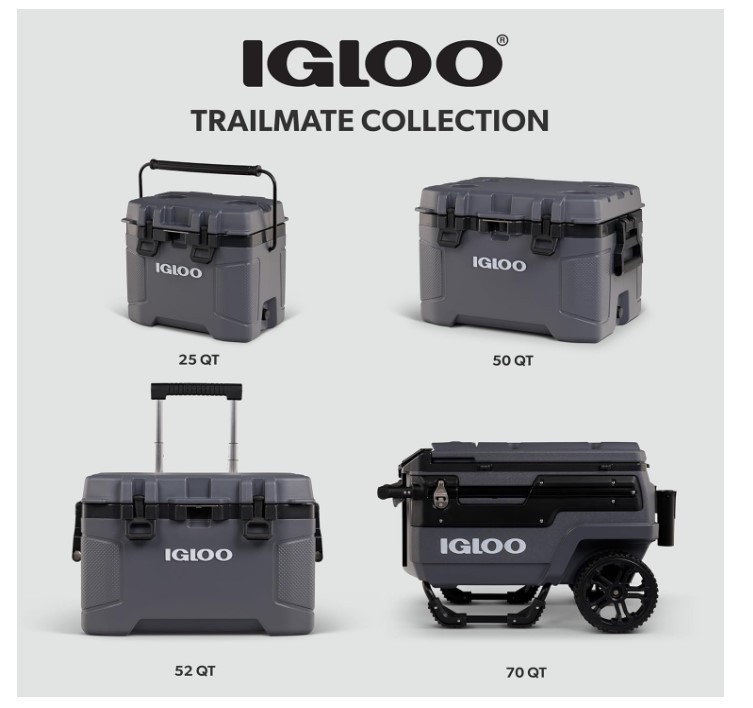 Igloo Trailmate Cooler | Insulated Hard Shell Ice Chest Carbonite