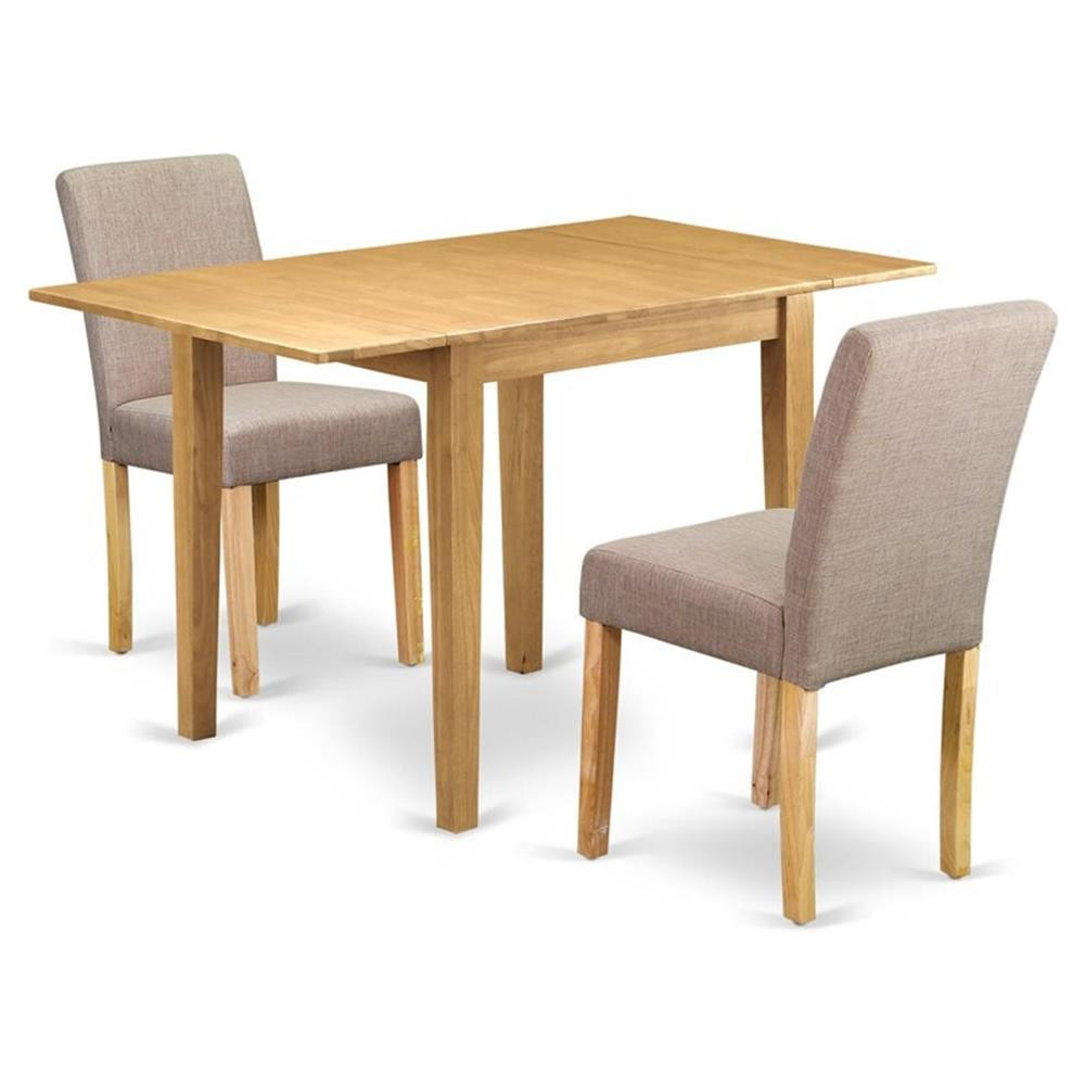 East West Furniture 3-piece Traditional Wood Dining Set in Oak