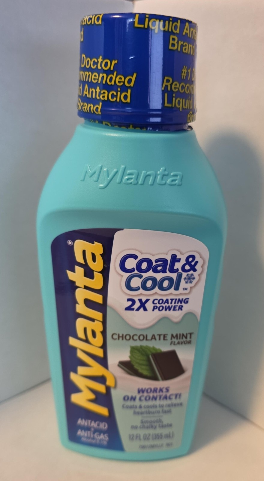 Mylanta Coat & Cool, Antacid / Anti-gas, Chocolate Mint 12 Fl Oz, exp: 12/25
