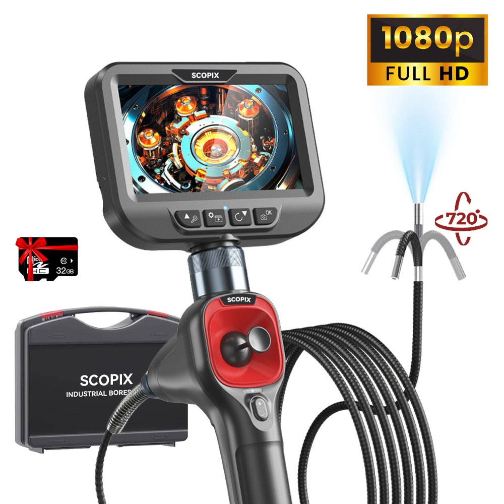 50% SCOPIX 4-Way 360° Endoscope W/Light Industrial Articulating Borescope Camera