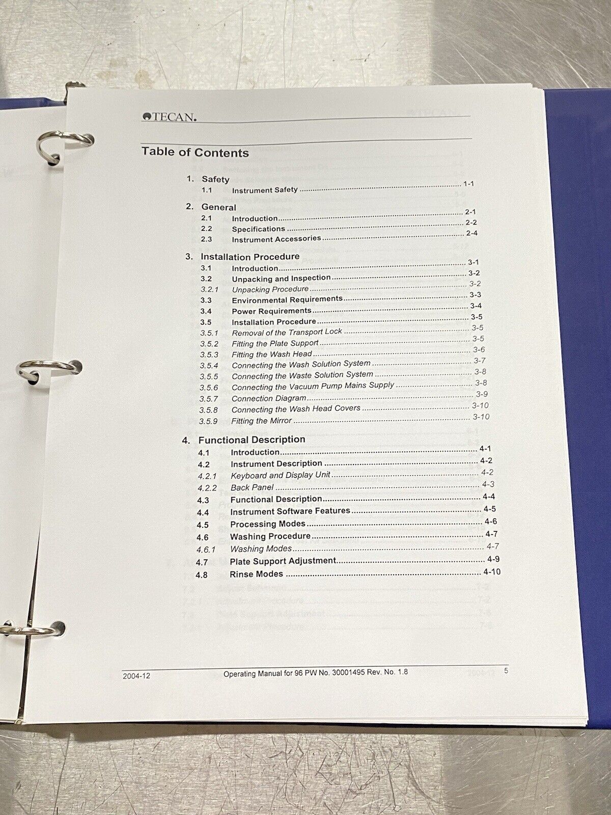 Tecan 96 PW - User Guide / Manual