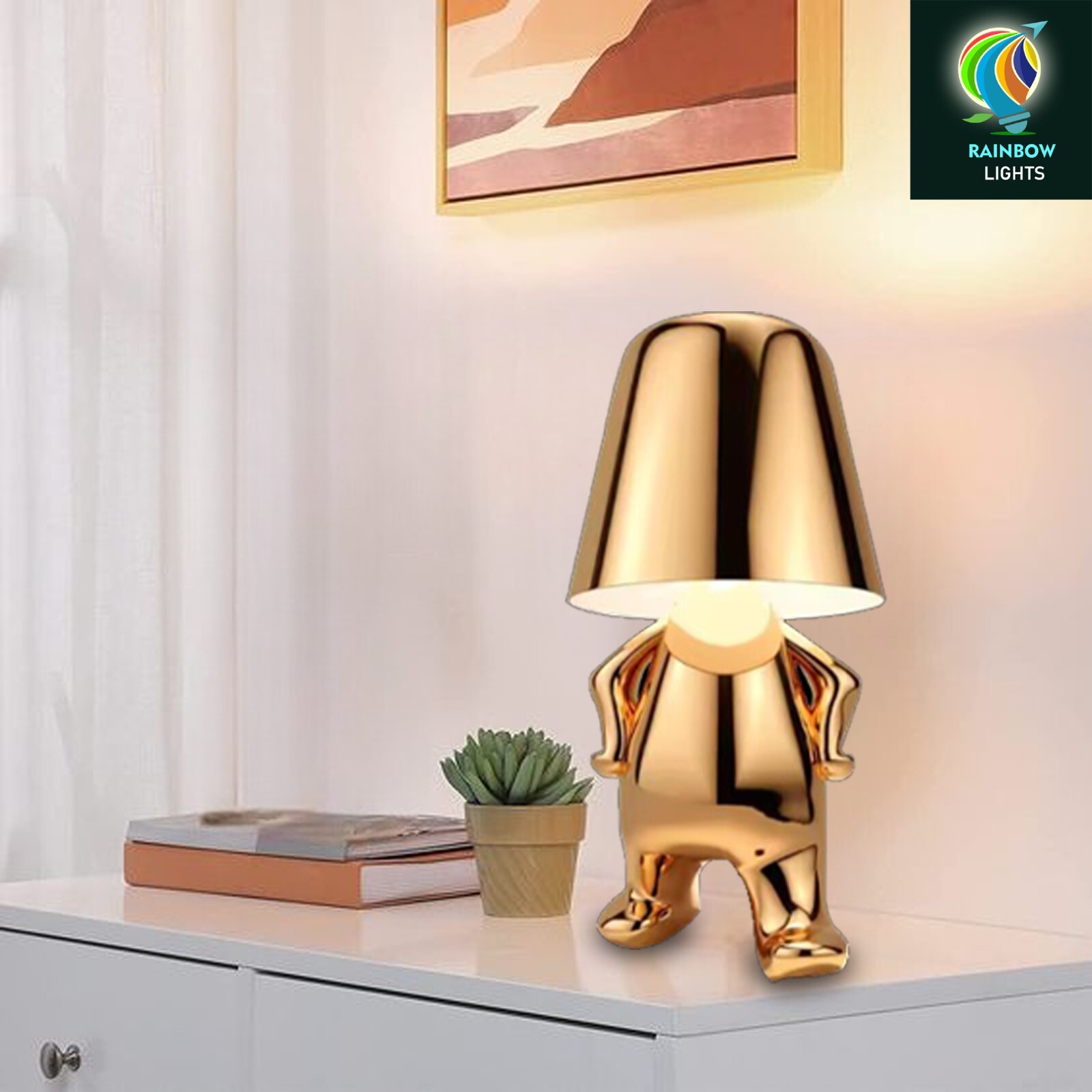 Golden Color Thinker Touch LED Desk Lamp With 3 Dimmable Lights