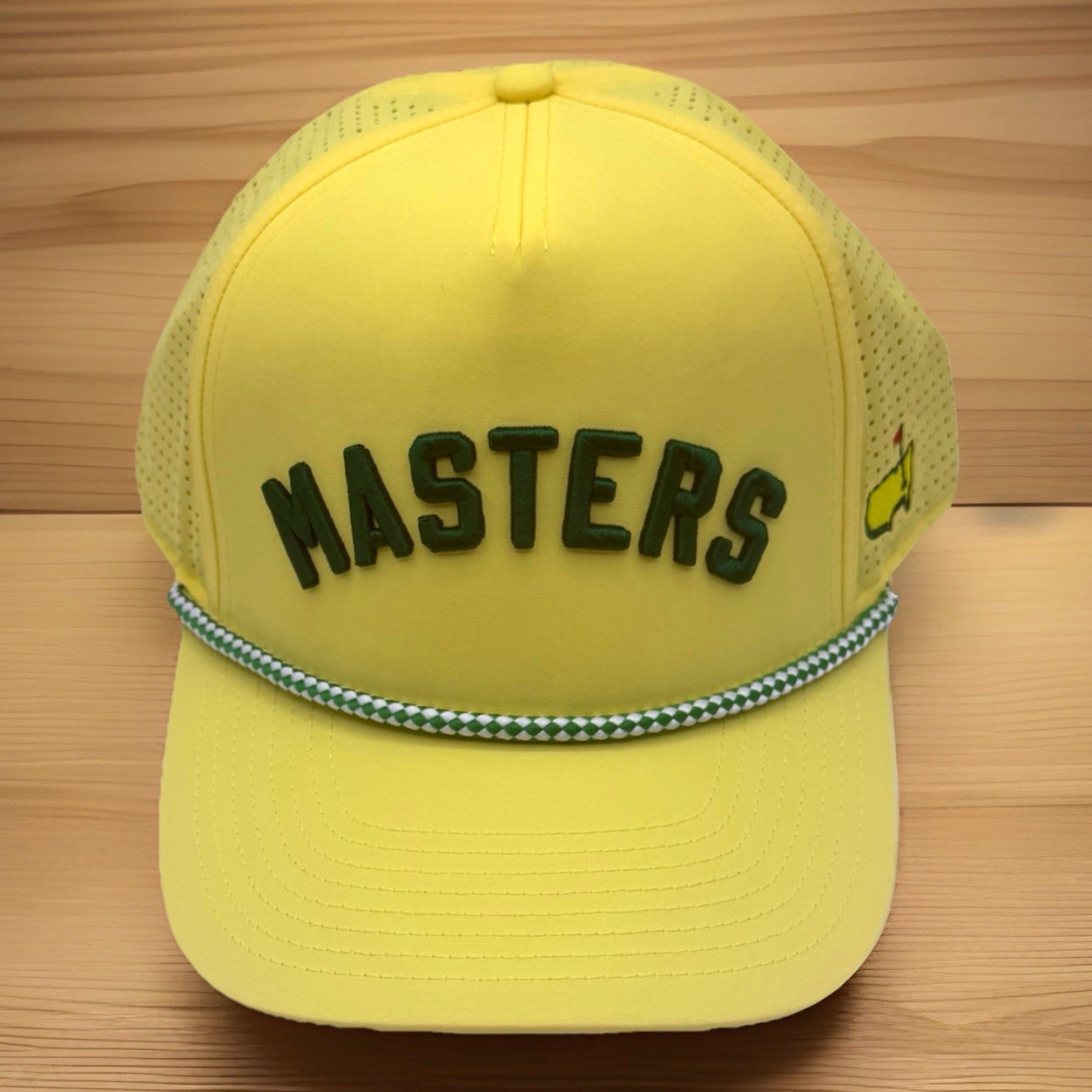 Masters American Needle Hat Yellow Green Rope Green Raised Letters Snapback NWT