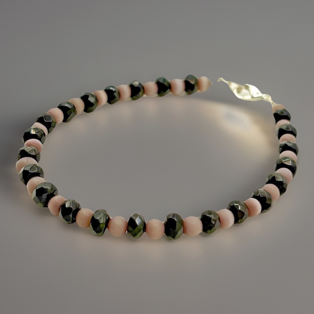 New Tigers Eye Bracelet Handcrafted Black Faceted  Artisan Purple Silver