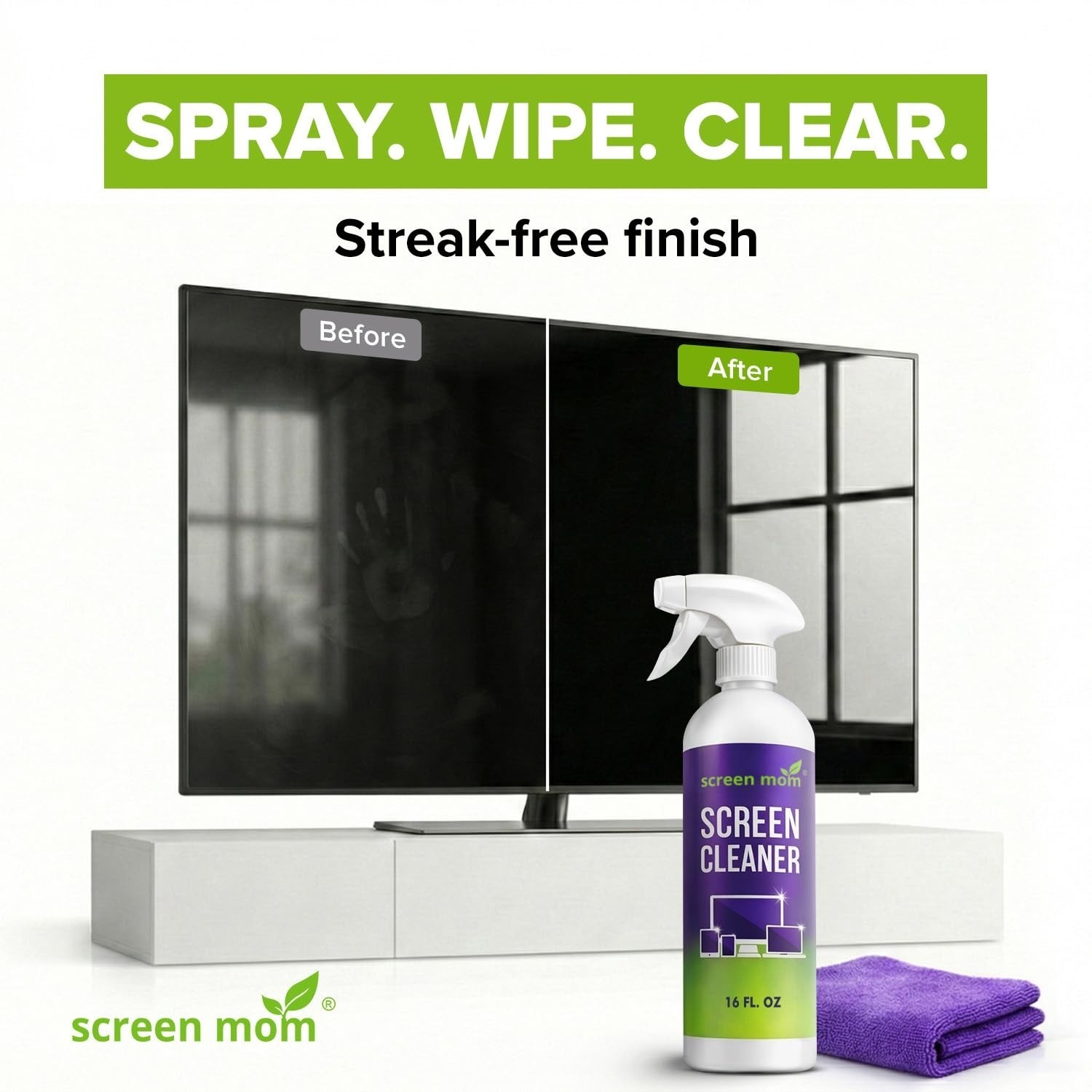 Screen Mom Screen Cleaner Spray 16oz for TV, Laptop, & Computer