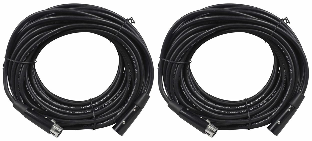 2 Rockville RDX5M50 50' 5-Pin Male-Female DMX Lighting Cables 100% Copper
