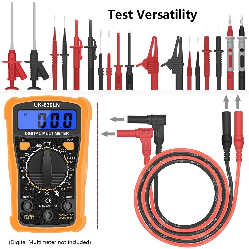 Multimeter Test Lead Kit - Essential Automotive Diagnostic Tools, Battery Tester