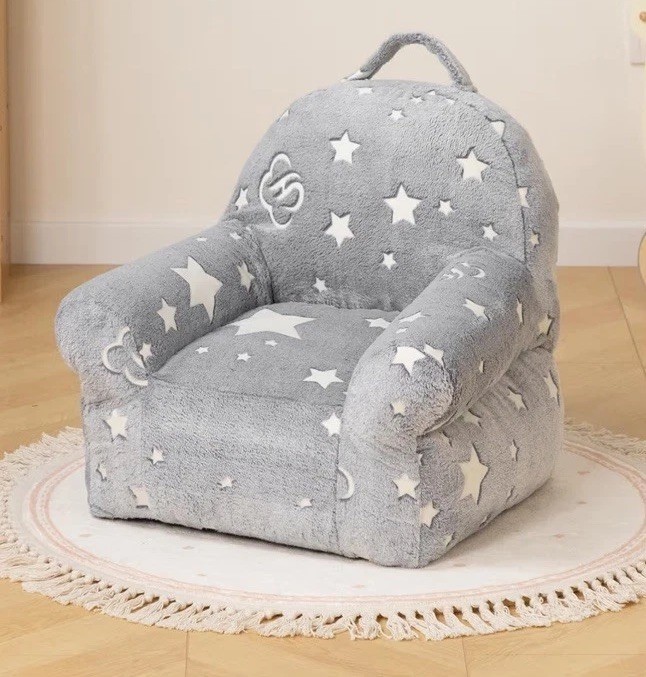 SHERPA Kids Ultra-Soft Snuggle Chair Foam Padded GLOW IN THE DARK STARS Sofa NIB