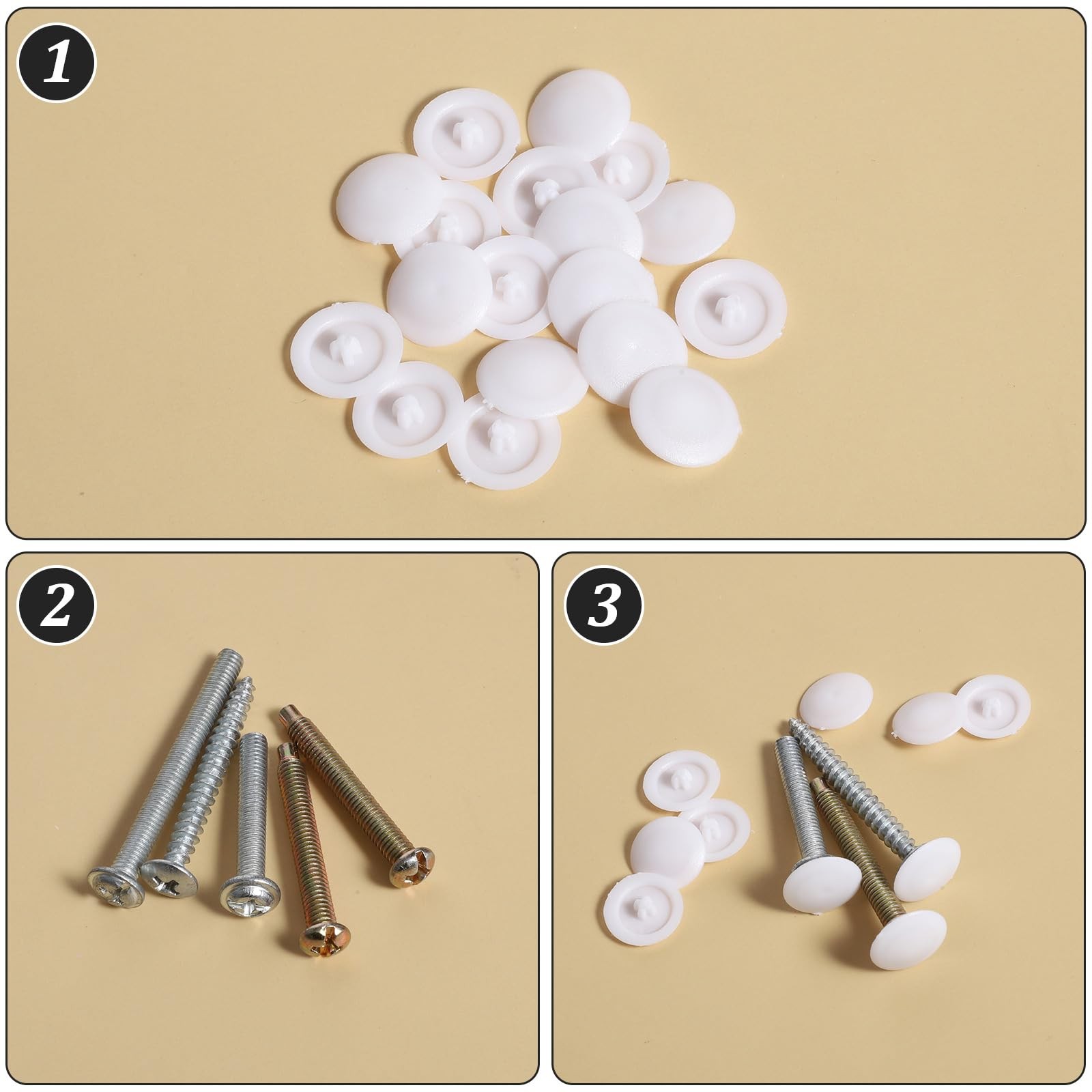 150 Pcs Waterproof White Screw Cap Covers for 7-8mm Self Tapping Screws