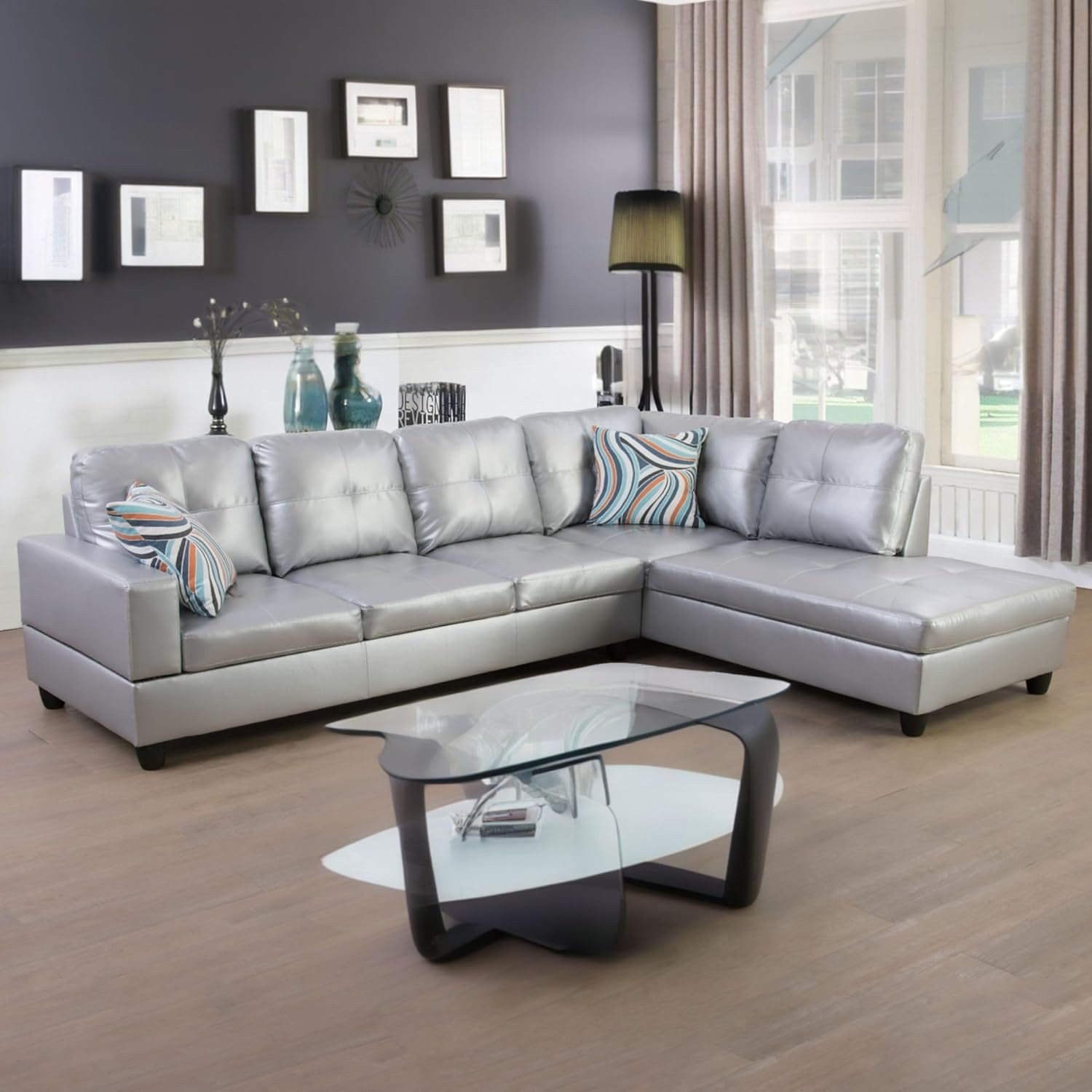 Sectional Couches for Living Room 2-Piece Modern Sectional Sofa with Right Chais