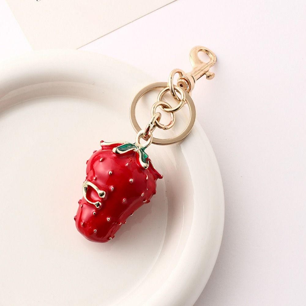 Coach Strawberry Bag Charm Keychain Resin and Metal Brass Keychain Ornament New.
