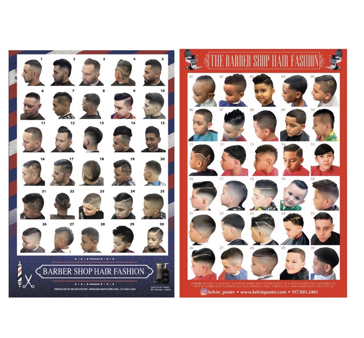 24 X 36 BARBER SHOP POSTER MODERN HAIR STYLES FOR MEN YOUHT AND KIDS COMBO