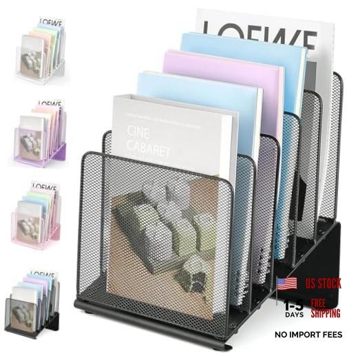 File Organizer for Desk, File Folder Organizer with 5-Section Vertical Black