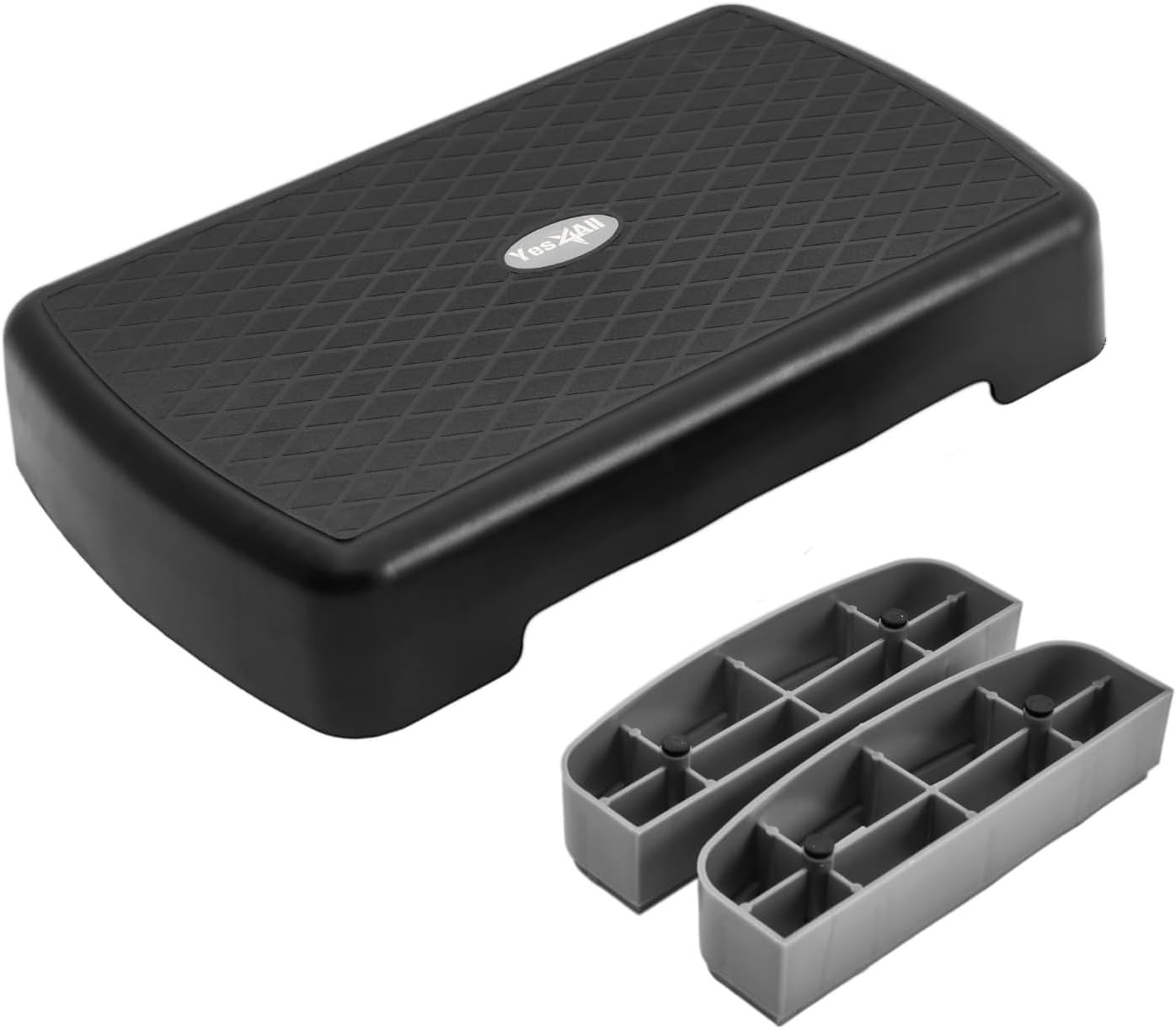 18.9" Adjustable Plastic Aerobic Step Platform with 2 Risers, Grey