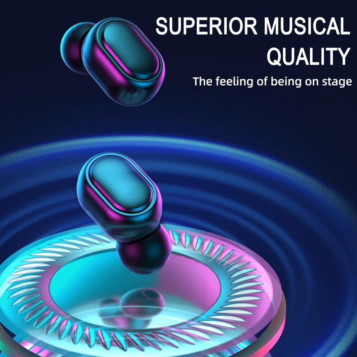 Wireless Earbuds with Bluetooth IPX7 Waterproof Button Control One-Step Pairing