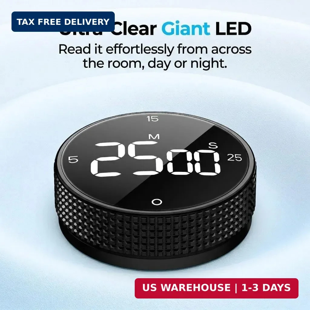 Digital Kitchen Timer Magnetic Large LED Countdown Rotating Cooking Study Timer