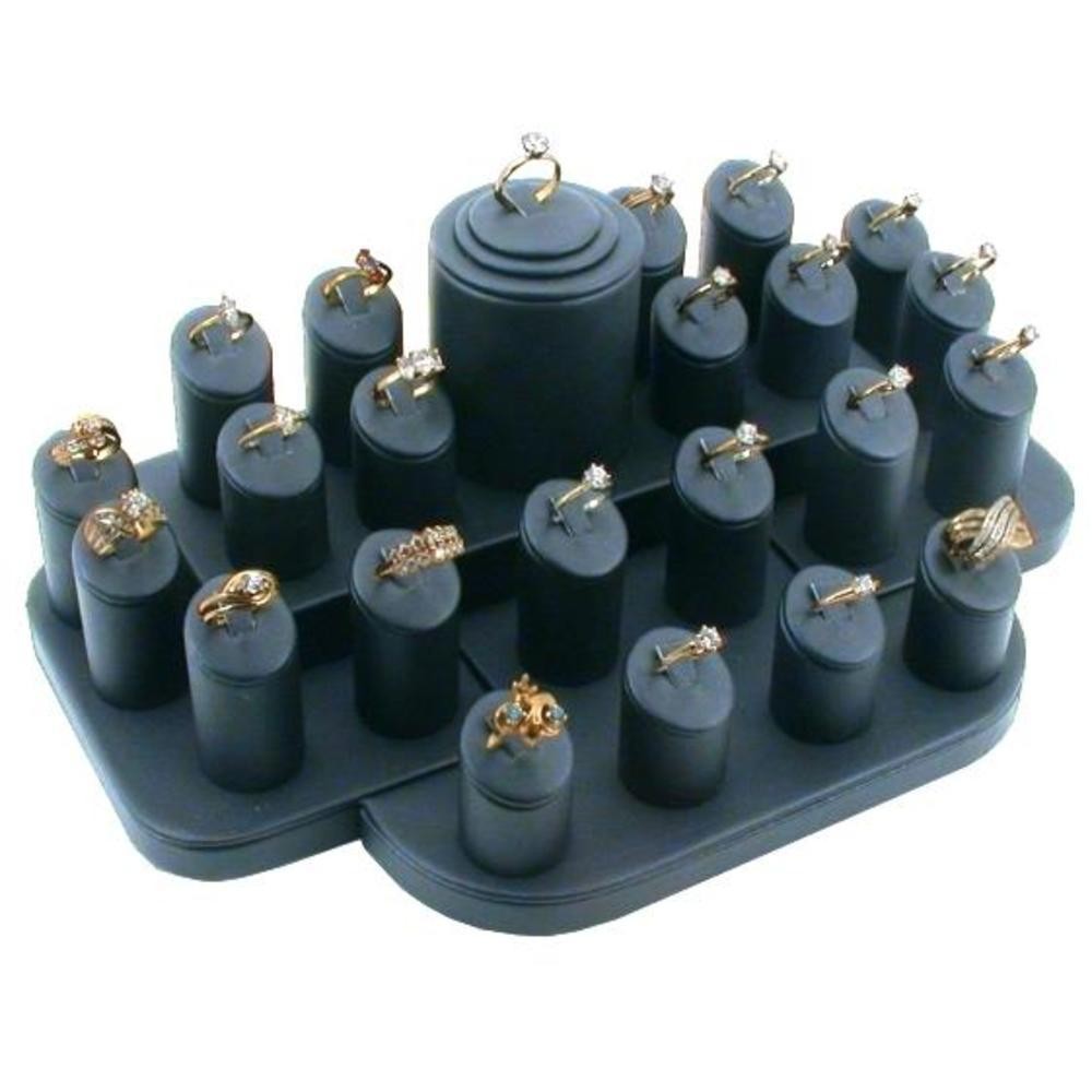 23 Ring Display Black Leather Showcase Jewelry Displays