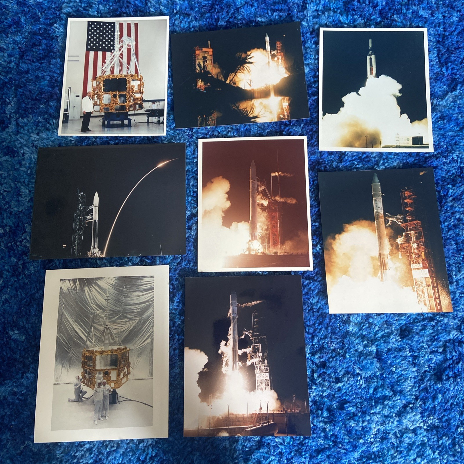 Lot of 8 Vintage NASA Photos of Rocket Launch & Satellite on Kodak Paper - FolF1