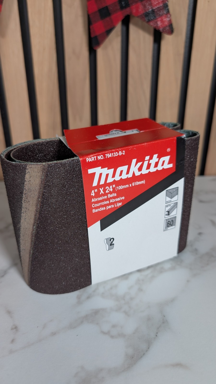 Makita Belt Sandpaper 4"x24" 100x610mm - Abrasive 60 Grit - Part No. 794133-B-2