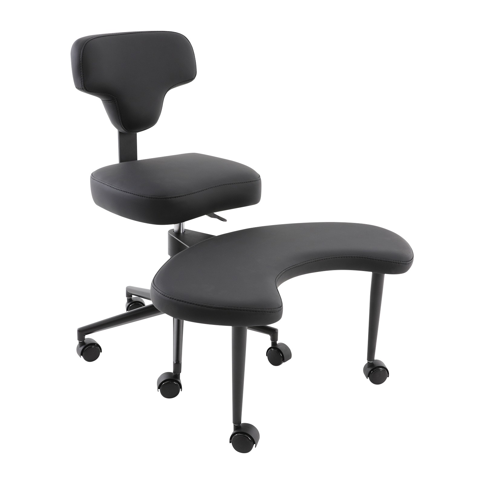 Lounge Chair Cross Legged Chair With Removable Footrest Black PU Patio