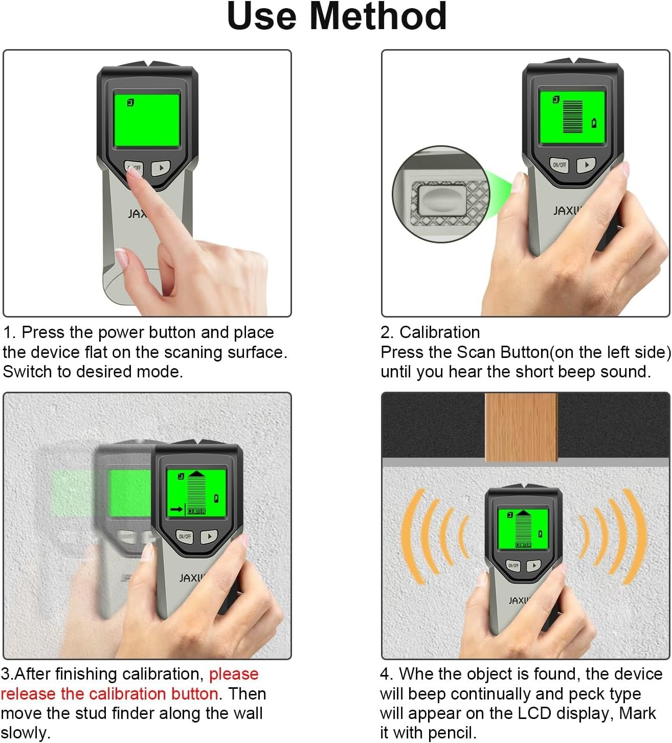 High Visibility Stud Finder with Backlit Display - Perfect for Safe DIY Projects