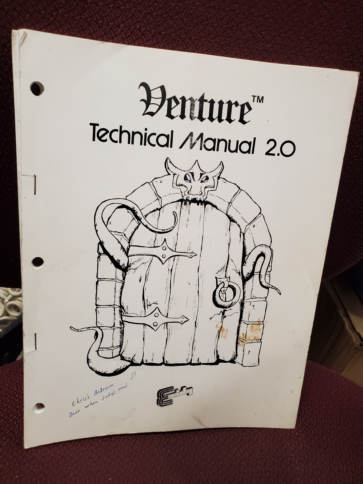 Exidy VENTURE Technical 2.0 Arcade Manual - good used original