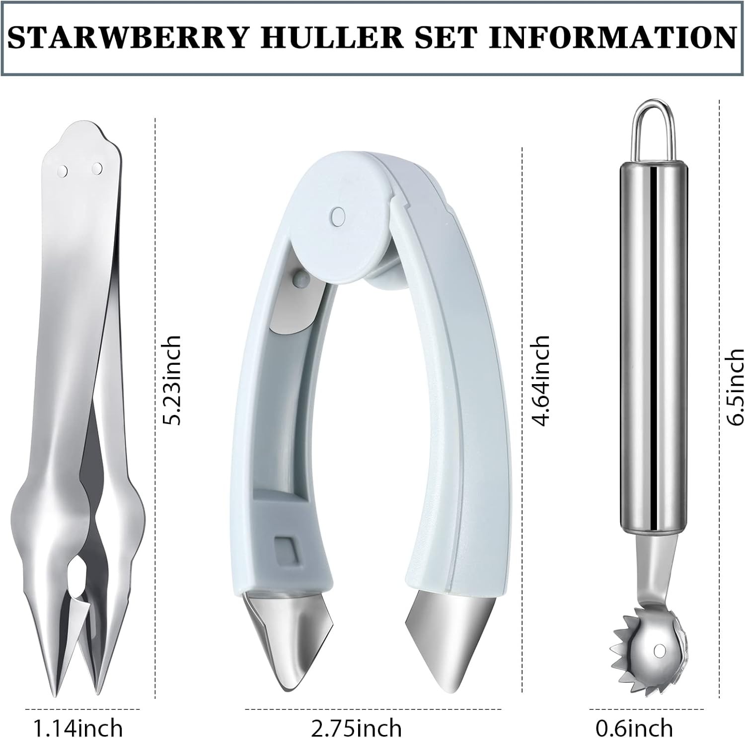 4 Pieces Strawberry Huller Tomato Corer Top Stem Remover Tool [IMAGE]