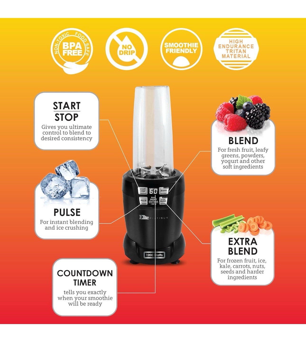 Elite Platinum Nutri Hi-Q Smart Blender in Black