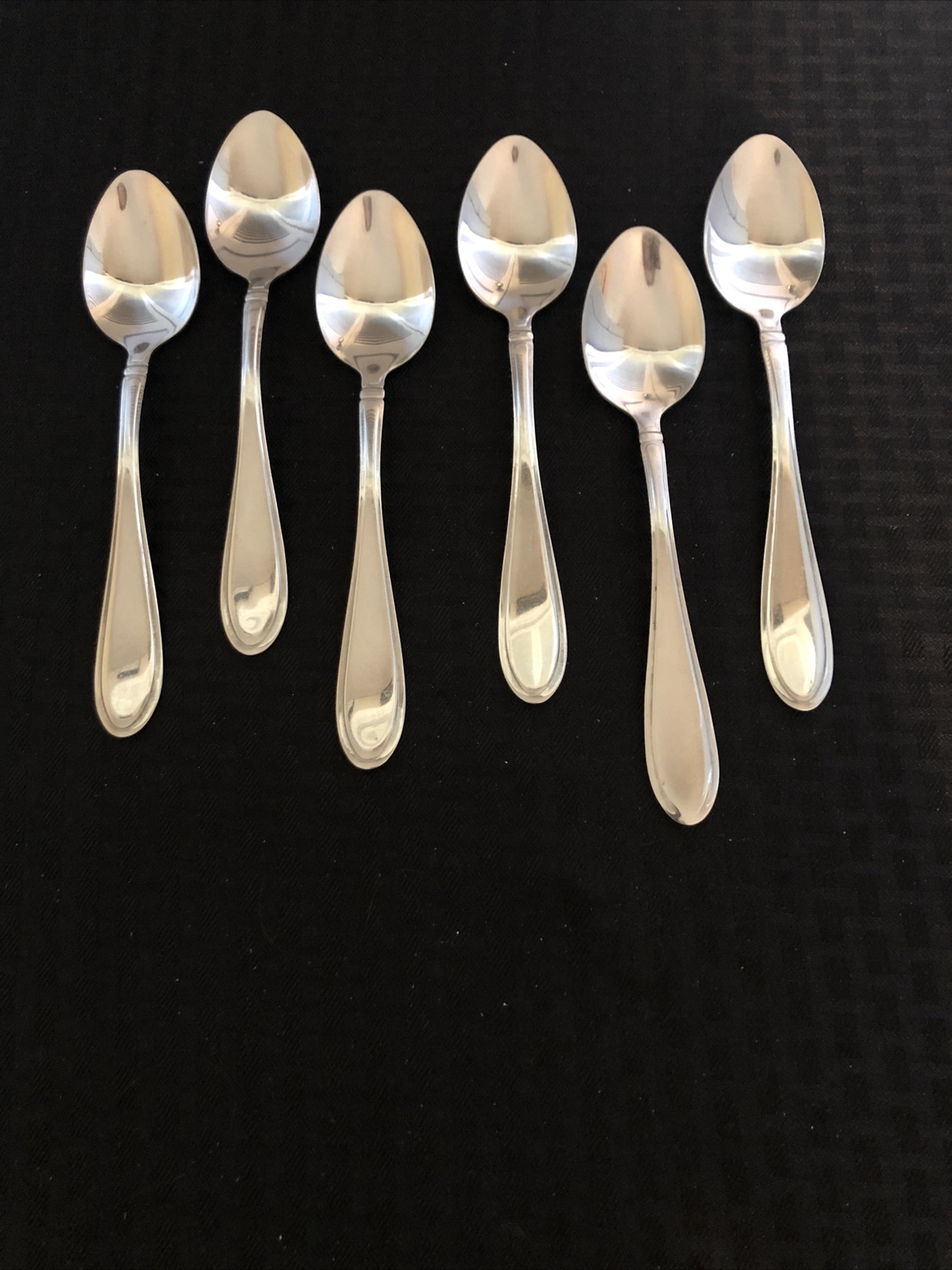 Cambridge EVANSTON Stainless Outline Edge Glossy Oval/Soup Spoons Lot of 6
