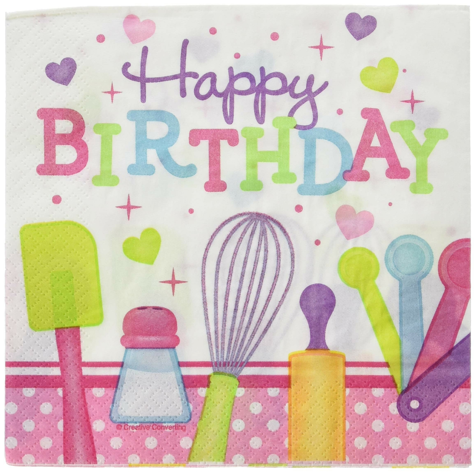 Creative Converting Little Chef Happy Birthday Luncheon Napkins, Multicolor