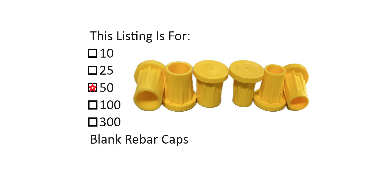 1/2" RED SURVEYORS #4 REBAR CAPS 50 Pcs
