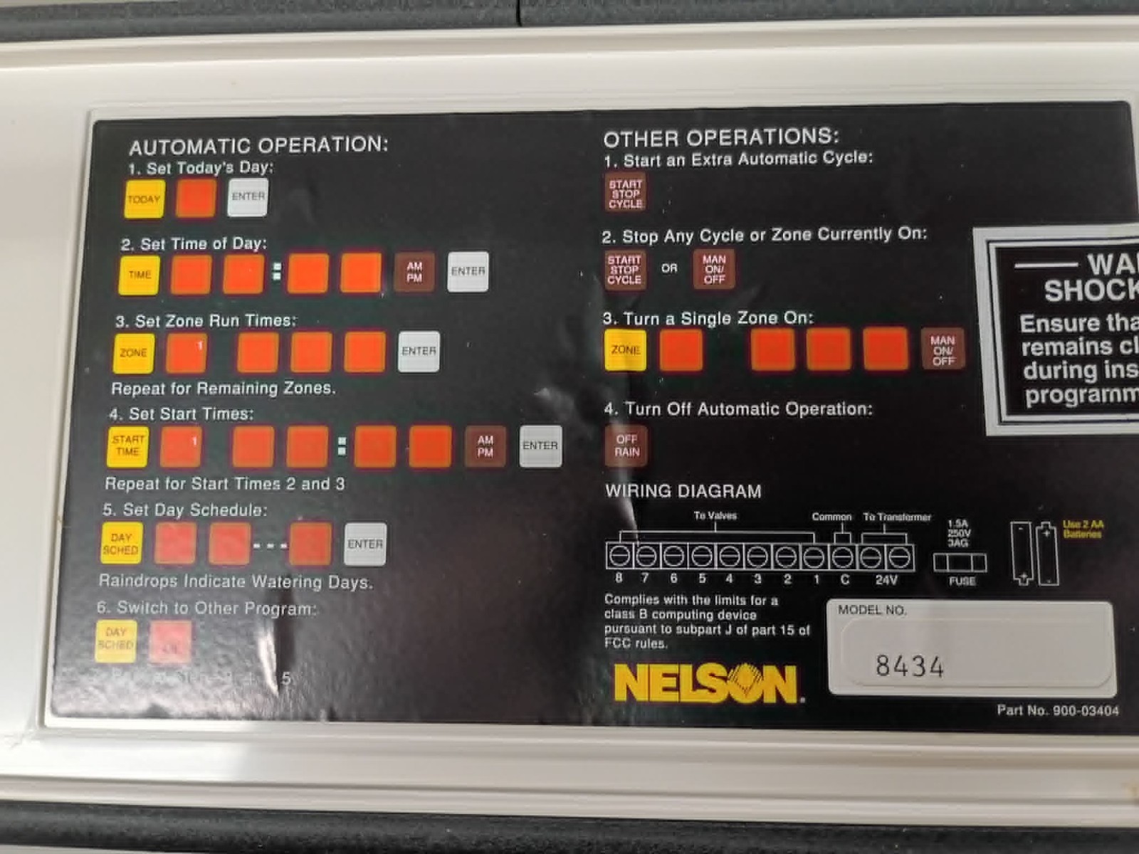 Nelson Electronic Irrigation Control 8434 With Booklet
