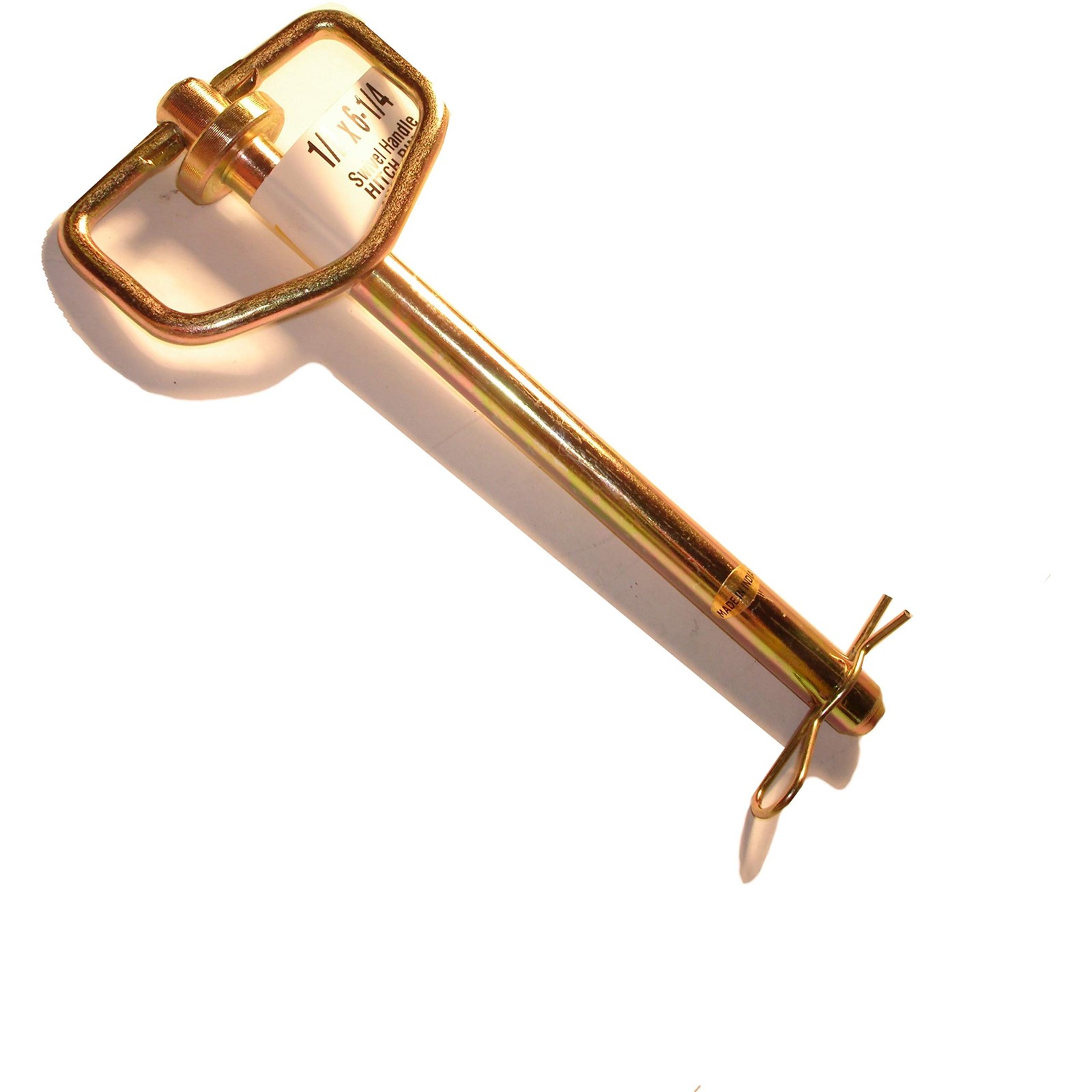 Swivel Handle Hitch Pin 1/2 x 6-1/4 in Yellow Tint Steel