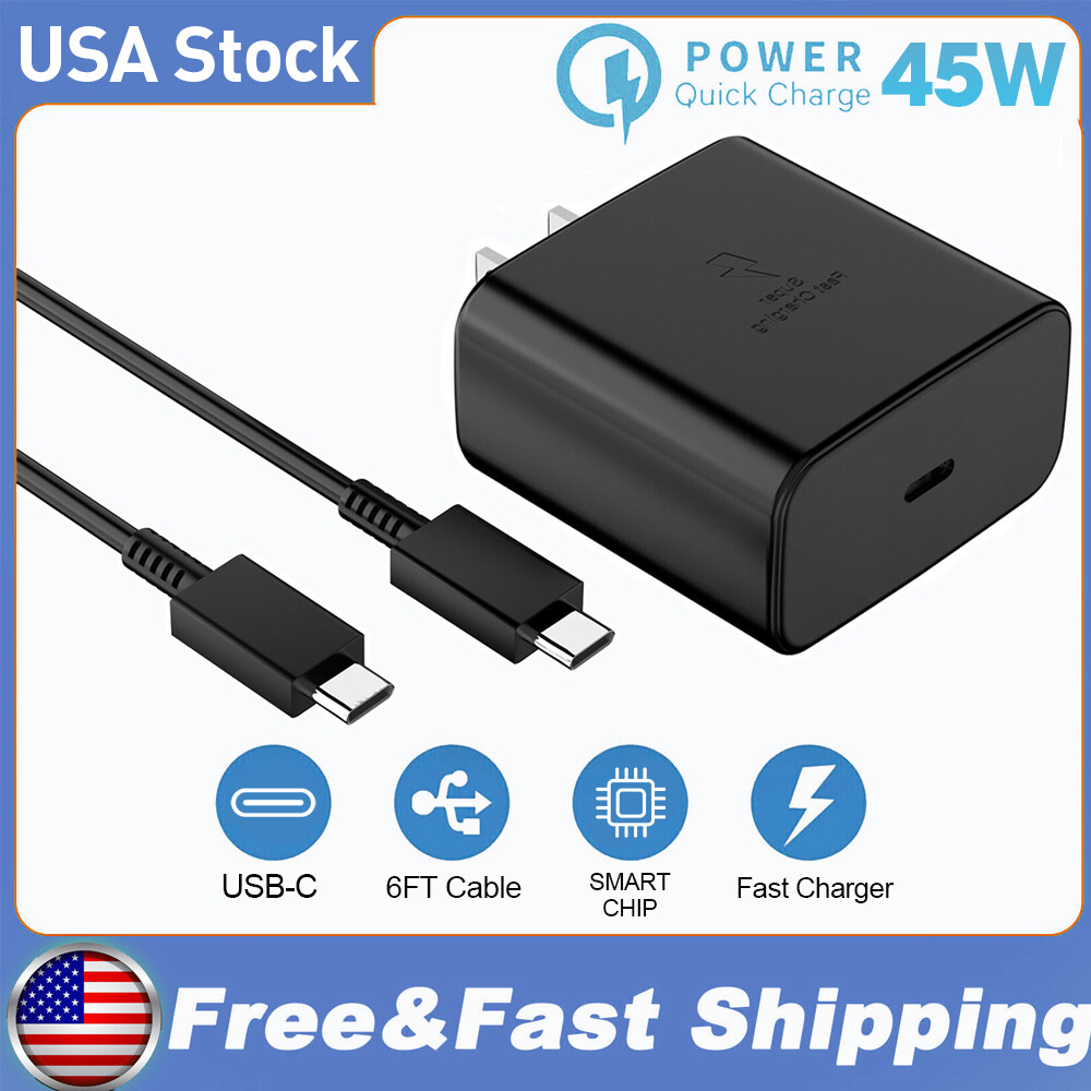 45W USB C Super Fast Wall Charger & 6FT Cable Fit Samsung Galaxy S24 S23 S22