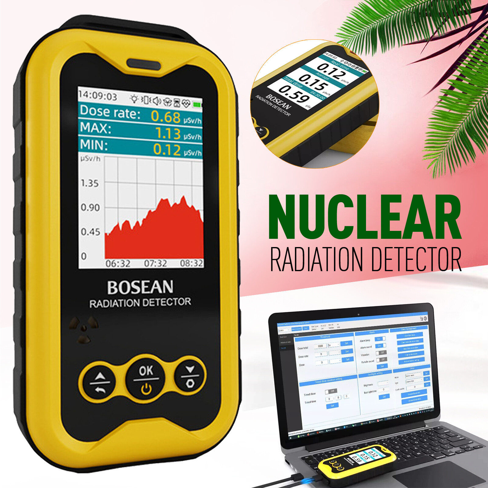 FS-5000 Geiger counter Nuclear Radiation Detector For X Beta Gamma Ray Meter