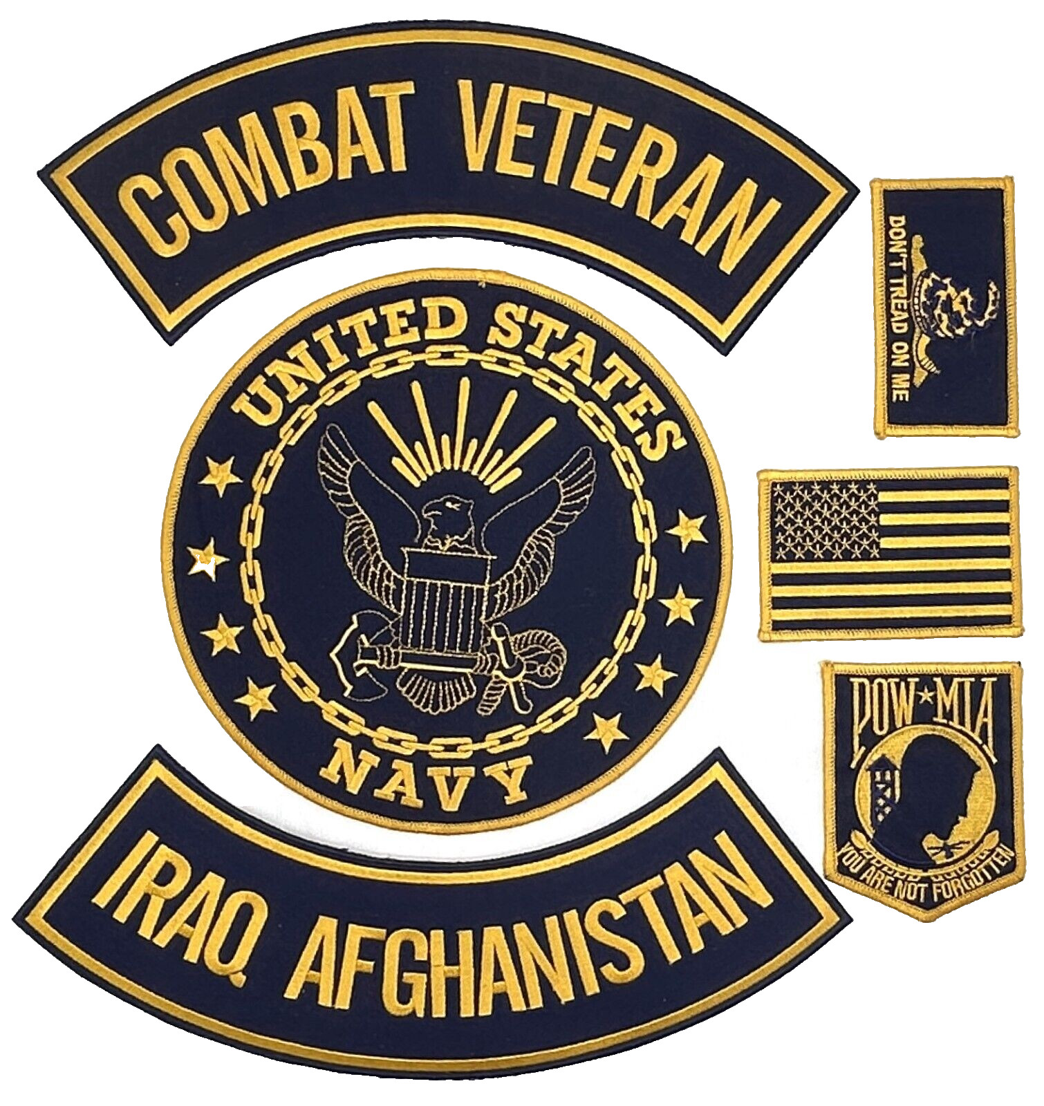 U.S. NAVY COMBAT VETERAN IRAQ AFGHANISTAN MILITARY MOTORCYCLE LOT OF 6 PATCHES
