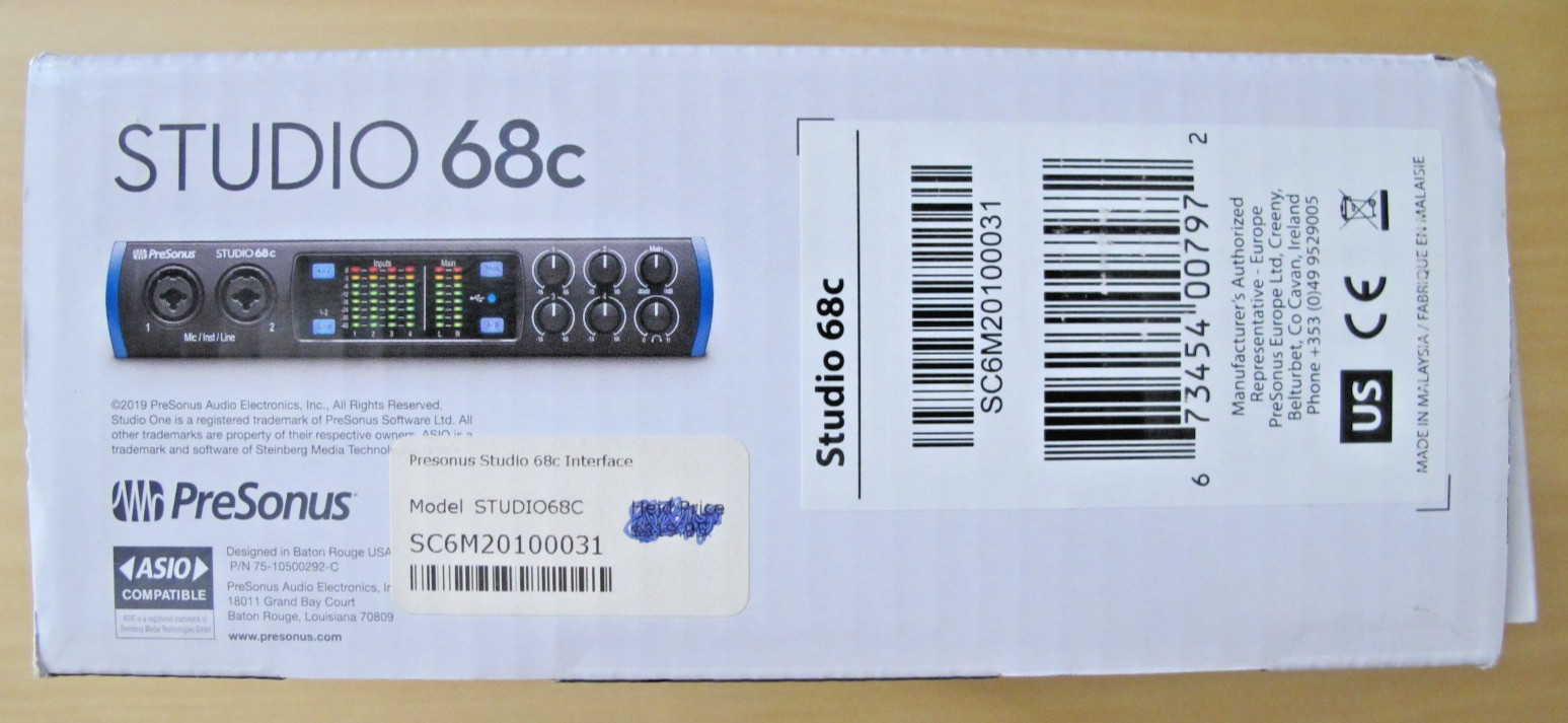 PreSonus Studio 68C 6X6 USB Type-C Audio/MIDI Audio Interface New Open Box