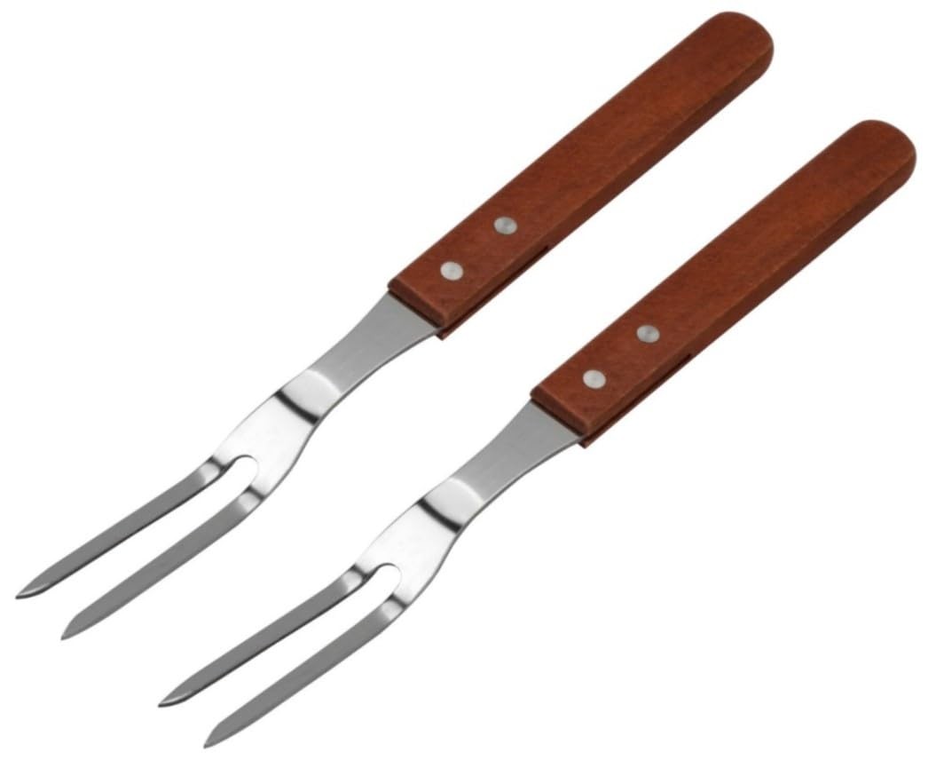 - 13” Stainless Steel 2-Tine Meat Carving Fork with Wooden Handle Set of 2- K...